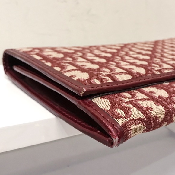 Christian Dior Red Monogram Logo Oblique Canvas Leather Clutch Shoulder Bag - Picture 10 of 10